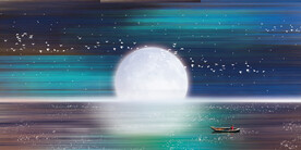 晶瓷画 抽象画 月亮