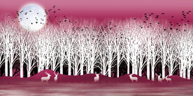 晶瓷画 抽象画 白色森林