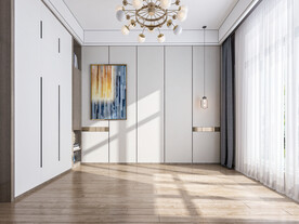 现代卧室 空场景 床