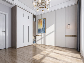 现代卧室 轻奢极简 床 空场景