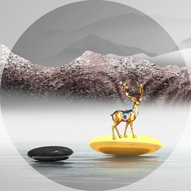 装饰画 新中式 麋鹿