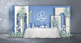 粉白色婚礼甜品区