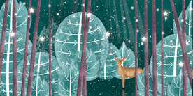 晶瓷画 星空森林 麋鹿