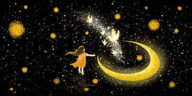 晶瓷画 星空夜晚 女孩