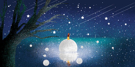 晶瓷画 抽象画 月亮 女孩