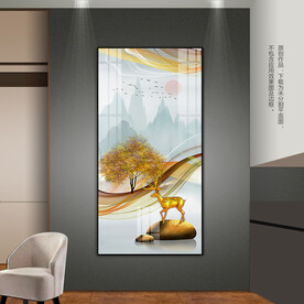 新中式水墨山水装饰画玄关挂画