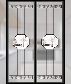 高清分层彩白彩透明平开门打印图