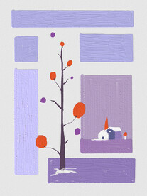 北欧文艺小清新简约紫色壁画