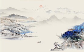 中式水墨山水国画电视背景墙