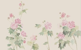 现代水彩花卉电视背景墙壁画