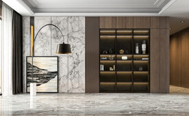 现代极简轻奢客厅沙发背景墙