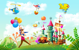 儿童房背景墙画