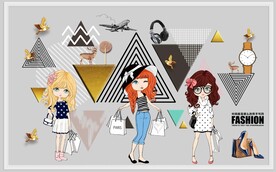 时尚女孩服装店背景墙图片