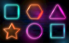 一组几何图形霓虹灯