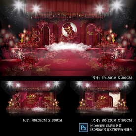 酒红色婚礼背景