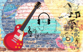 涂鸦音乐背景墙画工装