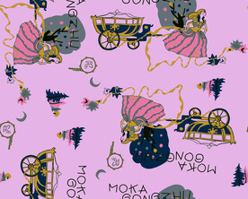 马车 女孩 卡通 