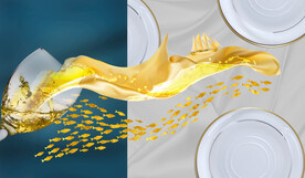 晶瓷画 高足酒杯