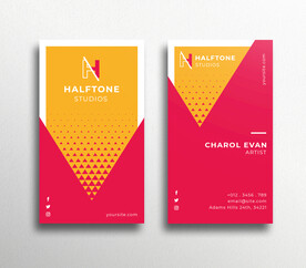 红色商务简约竖版名片设计模板