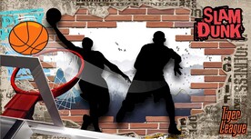 篮球涂鸦背景 工装背景墙