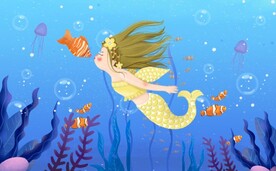 卡通可爱人鱼手绘壁画