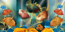 银杏叶麋鹿三联画