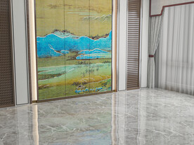 新中式客厅场景家具空景效果图