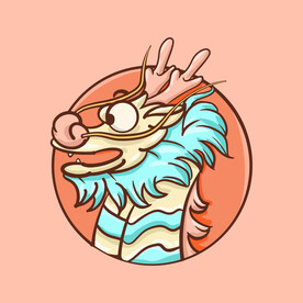 手绘卡通龙头插画设计