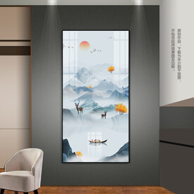 水墨山水床头客厅玄关装饰画挂画
