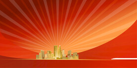 金色背景高铁城市光线红色素材