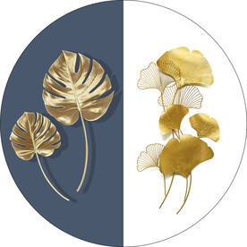 圆形金色银杏叶子装饰画