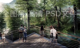 树林栈道效果图