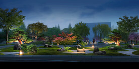 园林景观夜景效果图