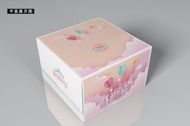 蛋糕盒粉色卡通城市剪纸