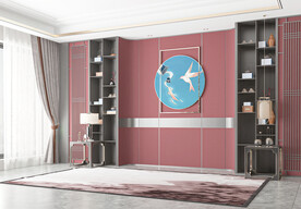 新中式客厅场景背景墙