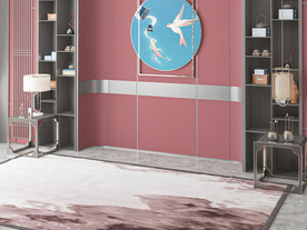 新中式客厅背景墙家具空景