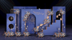 蓝紫色婚礼迎宾区