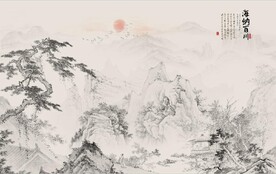 简约水墨山水风景国画电视背景墙