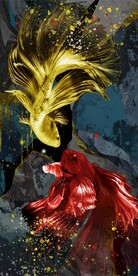 时尚孔雀鱼轻奢玄关装饰画