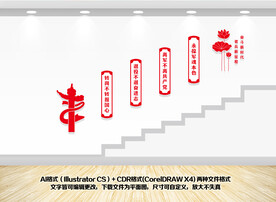 退役军人服务站楼梯楼道文化墙