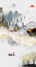 新中式山水玄关