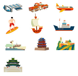 山东威海矢量插画元素