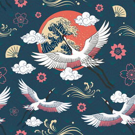 飞鹤印花图案 中国风装饰画