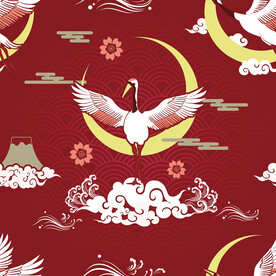 丹顶鹤印花图案 中国风装饰画