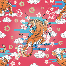 老虎印花图案 中国风装饰画