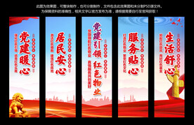 党建引领红色物业宣传展板