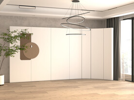 现代极简背景墙3D客厅沙发空景