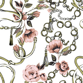 数码印花玫瑰花绣球花抽象链花卉