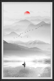 新中式水墨山水玄关画