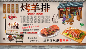 烤羊排背景墙